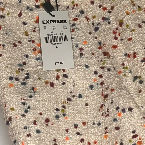 Express Cream Tweed Skirt with Colorful Accents - Picture 2 of 8